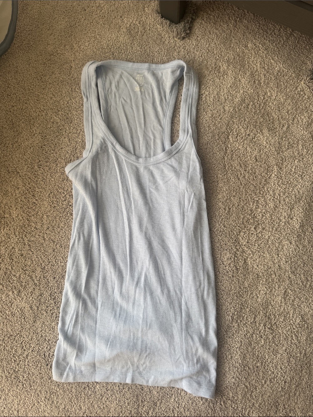 aerie Light Blue Ribbed Scoop Tank Top